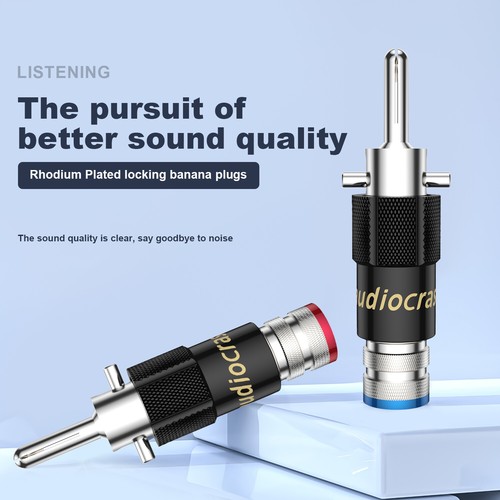 4pcs Rhodium Plated HIFI Audio Speaker Cable Plug Locking Banana Connector - Afbeelding 5 van 12