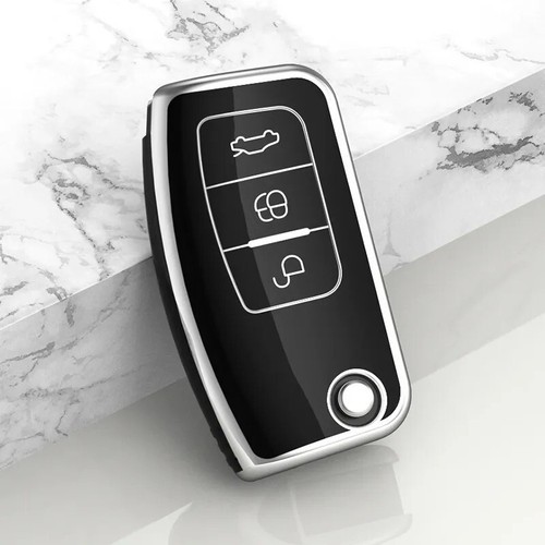 Auto Fernbedienung Schlüsselanhänger Abdeckung Etui für Ford Fiesta Focus Mondeo Kuga Puma C-Max SCHWARZ - Bild 3 von 10