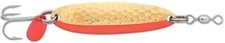 Luhr Jensen 5/8 Krocodile Treble Hook, Hammered Brass/Fire Side Stripe