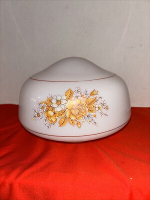 Vintage White Glass Ceiling Light Shade Floral Pattern 4'' Fitter- Estate Find