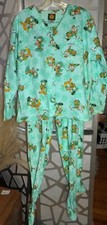 PAWS GARFIELD OLDIE 2 PC. FOOTED MINT GREEN /MULTI PAJAMA SET SZ: M