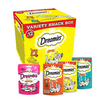 Dreamies Cat Treats Mixed Variety - Chicken Cheese Beef & Salmon 12x60g plainbox