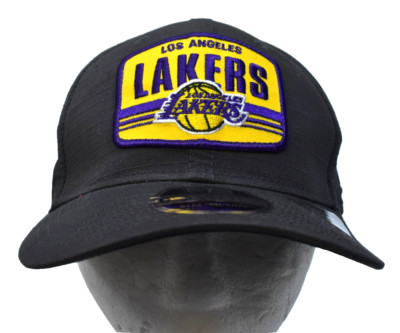 LA Lakers New Era 9Seventy Graphite Gray Team Elevated Patch Snapback Hat