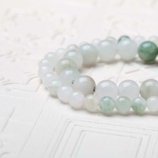 Handmade White Green Ice Jade 6mm Loose Beads DIY