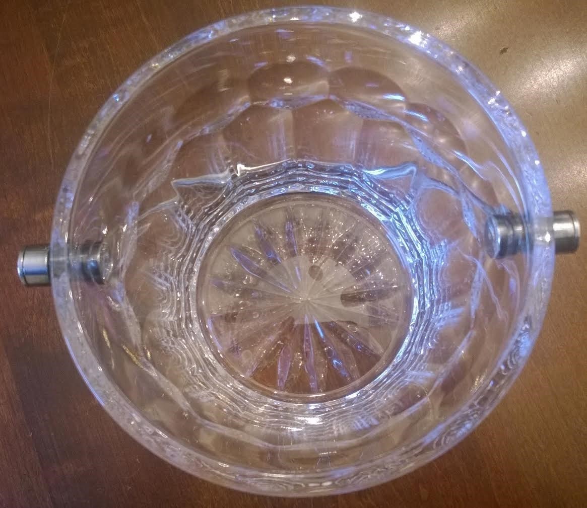 WATERFORD CRYSTAL ICE BUCKET VINTAGE SILVER HANDLE 5 ¼ IN GREAT