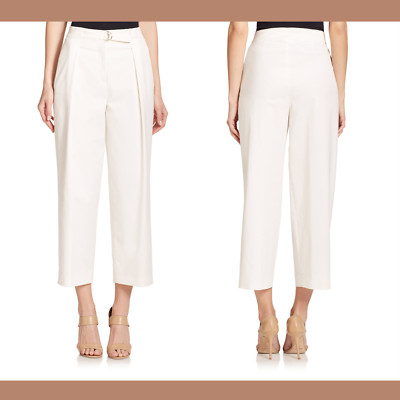 NWD $440 Akris Punto Natural Flint Wide-leg Pants In Cream Color [ US 10 ] #q63