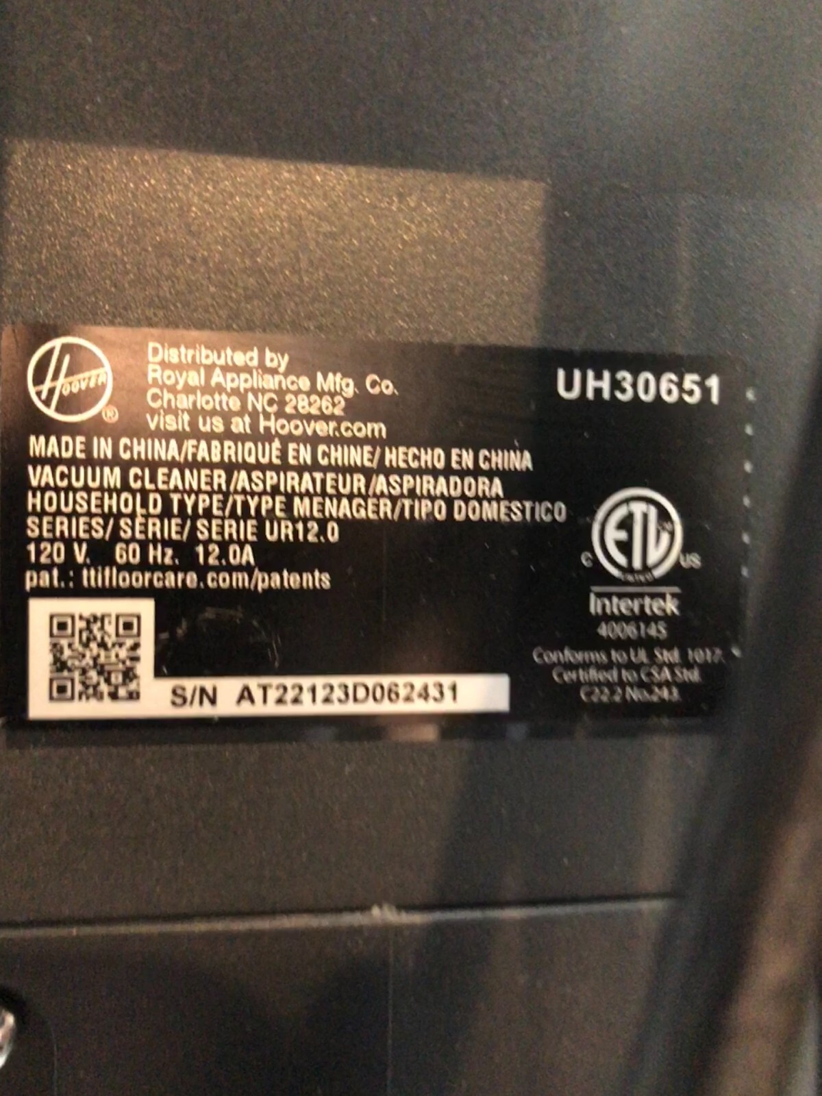 Hoover Complete Performance Corded Bagged Upright Vacuum Cleaner