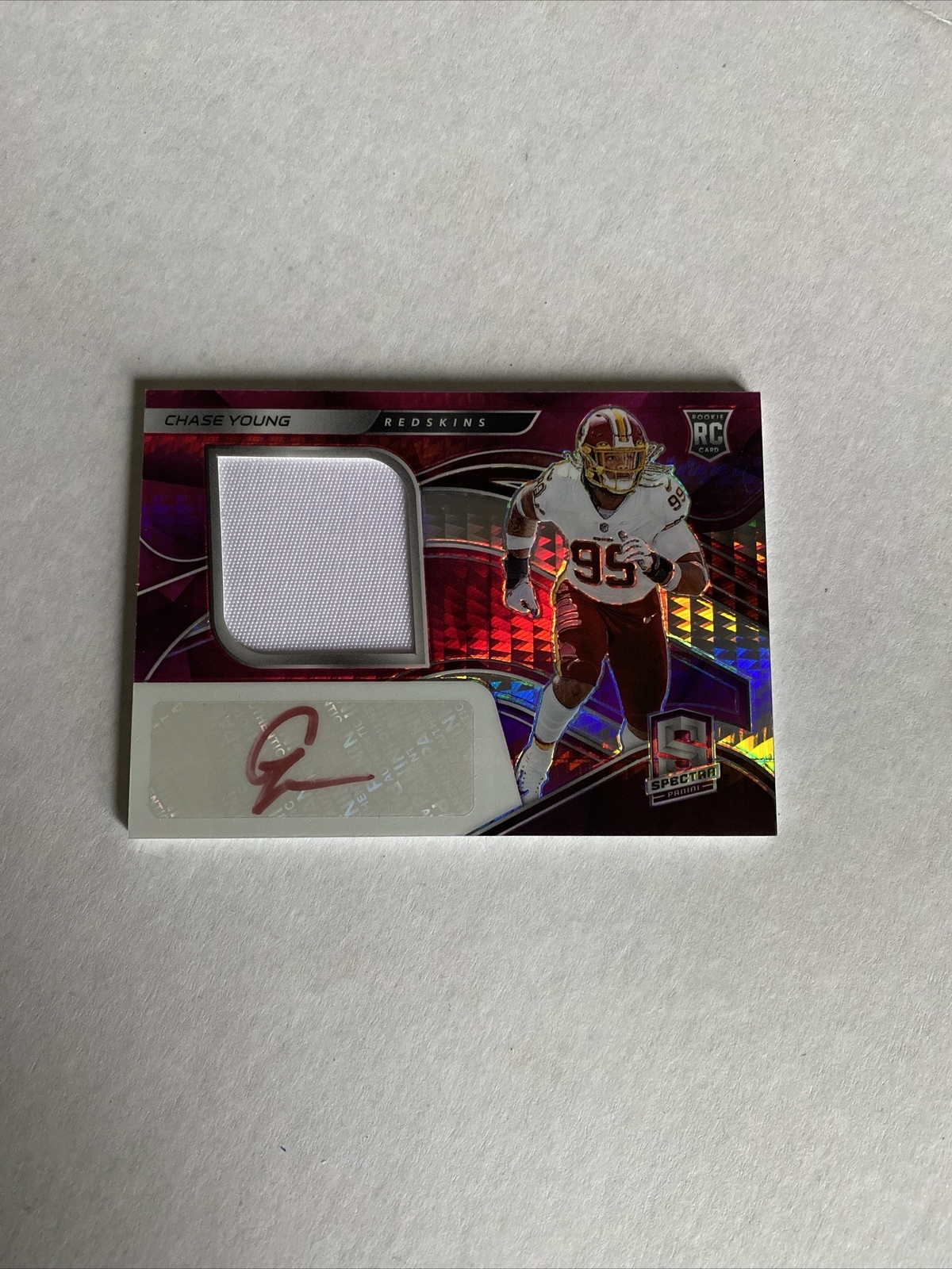 2020 Panini Spectra Chase Young RPA RC Patch Auto Pink Prizm #d 12/25 SF 49ers