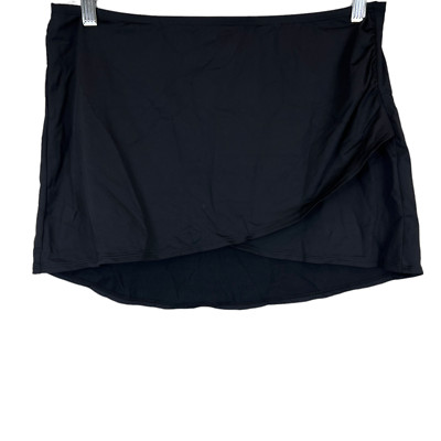 Jantzen Women's Pull-on Ruched Faux Wrap Swim Overskirt Solid Black Size 10