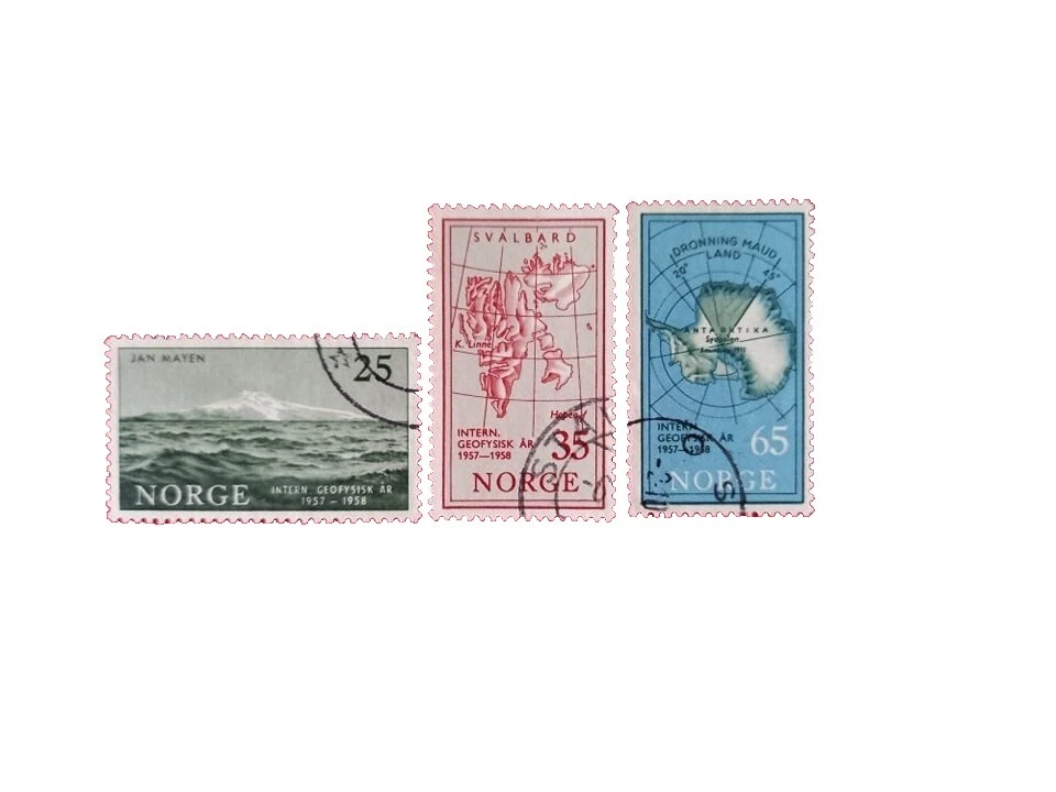 Estampillas postales de varios colores Noruego