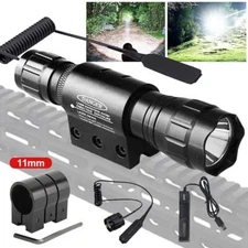 LED Flashlight Torch Red/Green/White Light Hunting with 11mm/20mm Rail