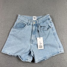 Princess Polly Shorts Womens Size 2 High Waisted Mom Jean Shorts Light Wash
