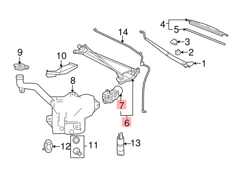 05-13 CHEVROLET CORVETTE C6 FRONT WINDSHIELD WIPER MOTOR TRANSMISSION OEM  