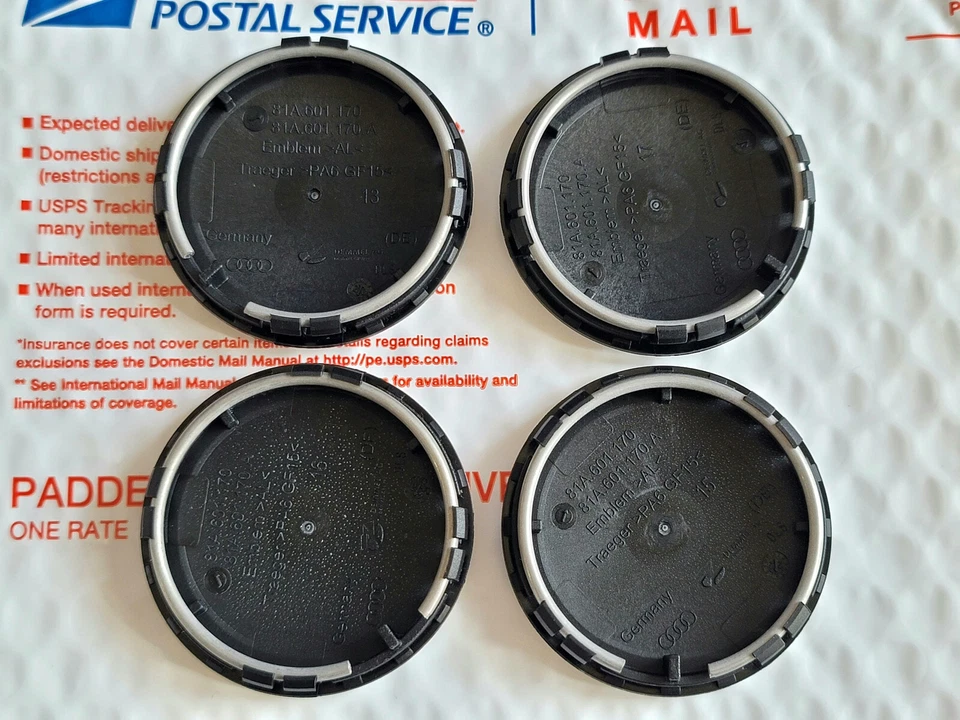 4x OEM 2018-2025 Audi A3 A4 A5 S4 S5 S7 Q3 Q5 Q7 Q8 SQ5 e-tron center caps 61mm - Image 4 of 4