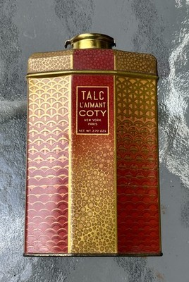 Vintage Coty New York L'Aimant Brass Talc Tin - Full