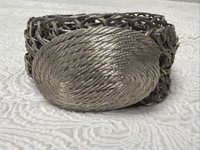 Vintage Woven Metallic Wire Textured Flexible Open-Weave Oval Metal Buckle Belt