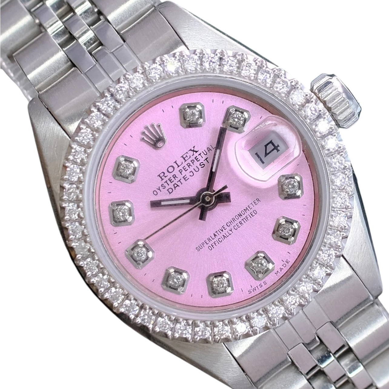 Rolex Datejust Stainless Steel Pink Bezel
