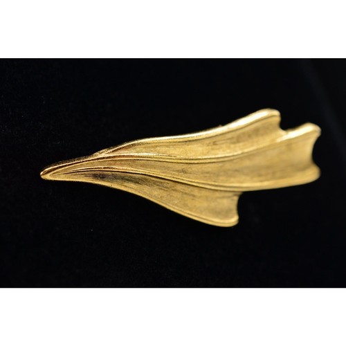 Vintage Bold Deco Pin Brooch Brushed Gold Abstract Textured Chunky 1980s Bin8 - 第 2/10 張圖片