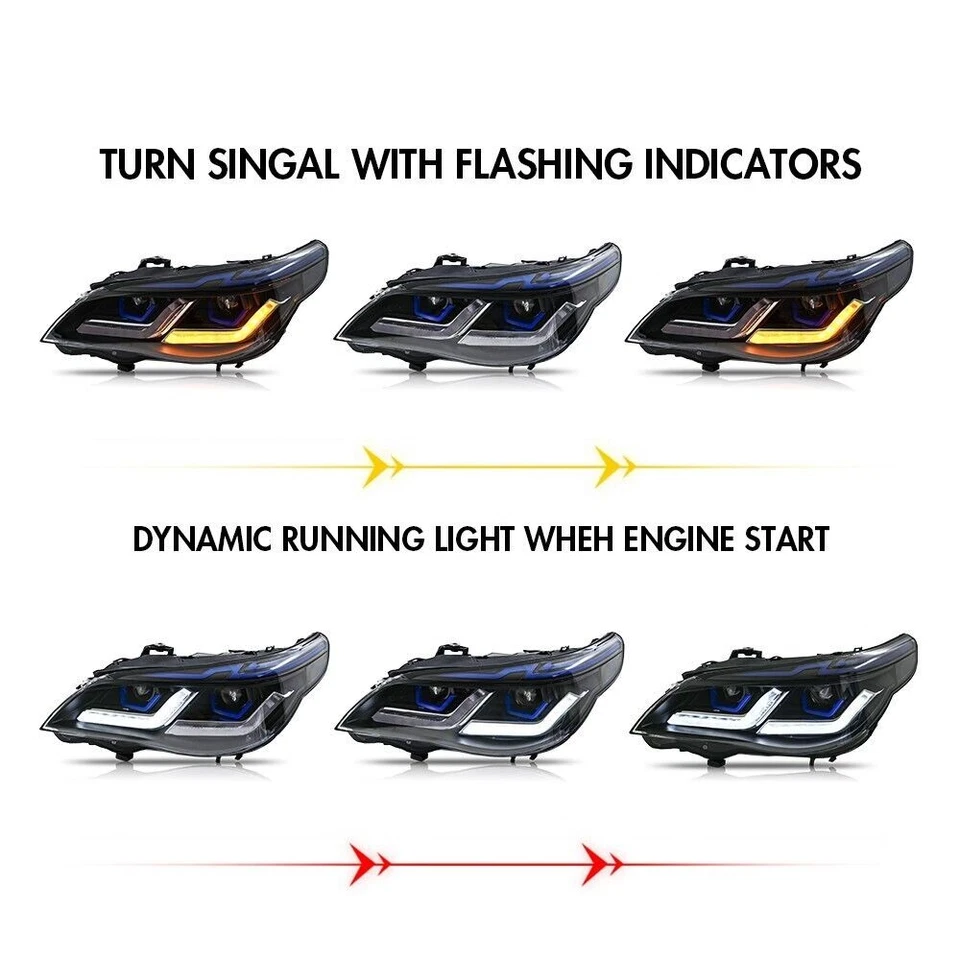 Front Left Right Sid LED Headlights for 05-10 BMW 5-Series E60, 525i, 530i, 540i - Изображение 4 из 4