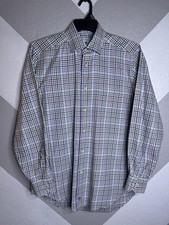 David Donahue Mens Medium Multicolored Plaid Long Sleeve Button Down Dress Shirt