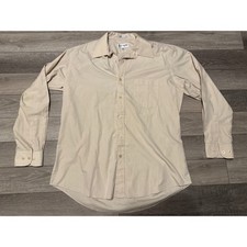 Lucasini Button Down Shirt Mens 16.5 Cream Long Sleeve Cotton Blend Pocket