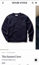 Taylor Stitch Sunset Crew Indigo Terry Heavyweight Men's Pullover Sweatshirt
