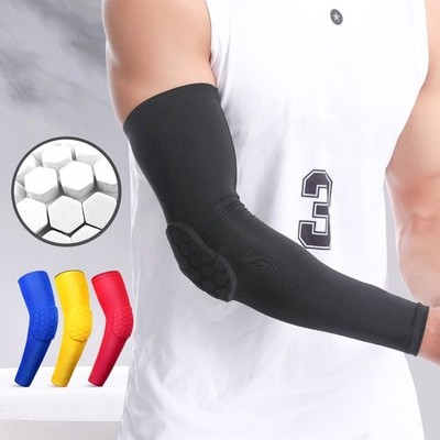 1 Pair Arm Sleeve Honeycomb Basketball Sport Elbow Support Brace Protector