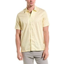 NWT TED BAKER Button Down Shirt Men's XL Size 5 Short Sleeve Geo Square Print