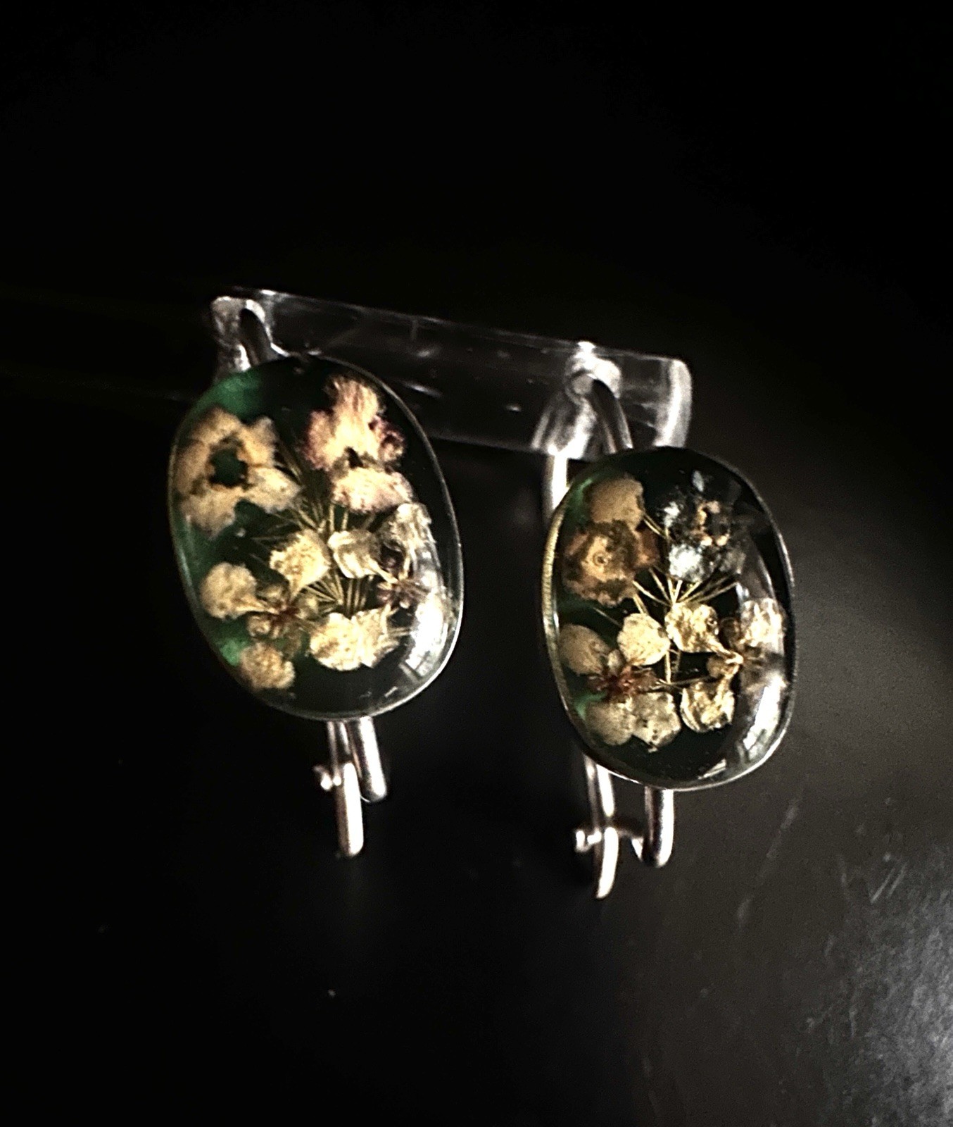 Artisan Real Dried Tiny Pressed Flower Earrings 9… - image 3