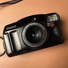 Canon Sure Shot 80 Tele 35mm Point and Shoot Film Camera WORKS