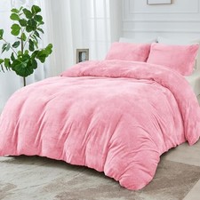 Faux Fur Duvet Cover, Luxury Ultra Soft Fluffy Plush Velvet Comforter King Pink