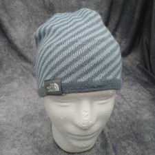 The North Face Stripped Gray Beanie Winter Hat Unisex One Size Fits Most