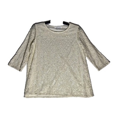 Caroline Rose Women s Size M Lace Tunic Top Ivory Sheer Sleeve NWT 14