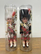 2 Vintage 6" Scottish Dolls 1960s   Sleepy Eyes, Bagpipes, Drum   New in Pack