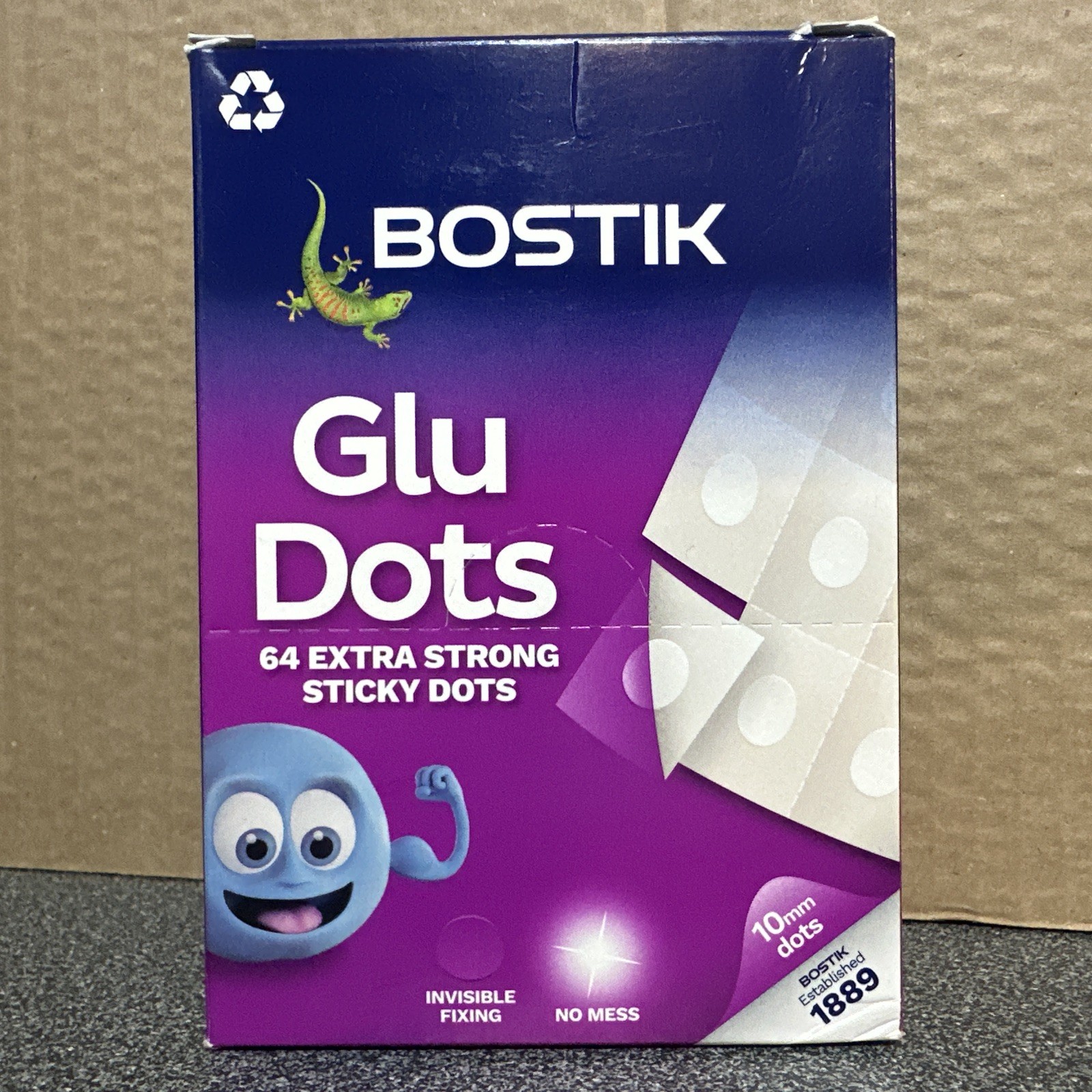 12 Packs Bostik Extra Strong 10mm Glu Dots - Strong, Double Sided Glue 64