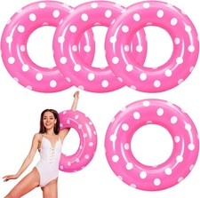 4 Pcs Adults Inflatable Swimming Ring, Polka Dots Themed Pool Floats, Inflatable