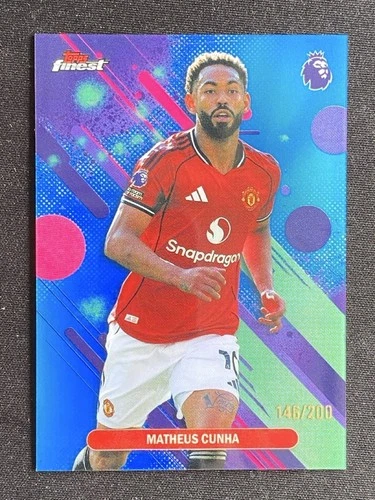 Matheus Cunha 2025-26 Topps Finest Premier League Common Blue Base /200 #68