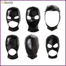 Unisex Latex Hood Mask Shiny Bronzing Open Mouth Hole Headgear Headpiece Full.