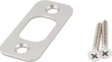 round Corner Deadbolt Strike Plate, 1" X 2-1/4", 1-5/8" Center-To-Center, Satin