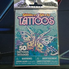 SAVVi Glitter4Girls Temporary Tattoos 50 Pack Butterfly Flower Fantasy Dragonfly