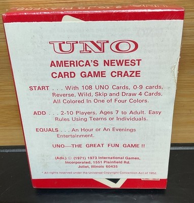 Vintage 1978UNO Card Game   Factory Sealed Cards w/ Original Insert 