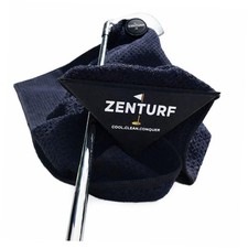 Golf Towel with Integrated Rubber Brush - Dual-Function Black 16x20 inches
