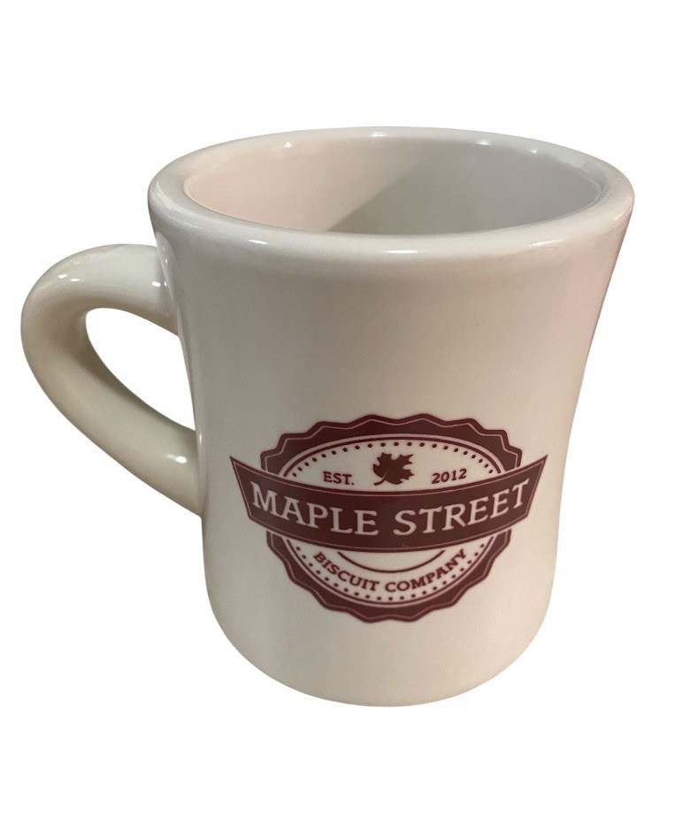 Maple Street Biscuit Company Ceramic Coffee Mug Red & White