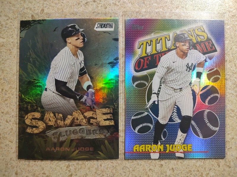 2025 Topps  Savage Sluggers Aaron Judge #SS-19 and Titans of the Game #TOG-3