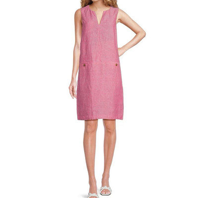 J. McLaughlin Rue Linen Dress Pink Pockets Sleeveless X-Small NEW $198 |  eBay