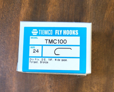 100 Tiemco Dry Fly Hooks, TMC 101, Size 24, Fly Tying