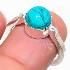 Green Turquoise Gemstone Handmade 925 Sterling Silver All Size Ring For Gift