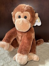 Aurora World MONKEY Plush Soft Brown Stuffed Animal NWT New Sitting