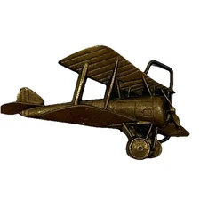 Baron Buckles Solid Brass Vintage Belt Buckle 1979 Biplane Plane