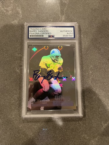Barry Sanders Signed 1991 Upper Deck Gamebreakers Hologram Card PSA Auth AUTO